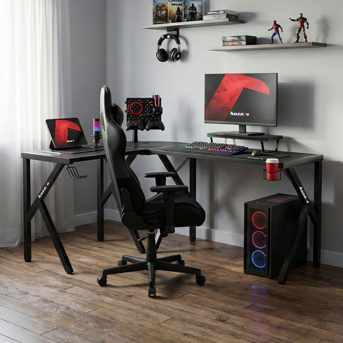 Huzaro Hero 6.3 Eck-Gaming-Schreibtisch schwarz
