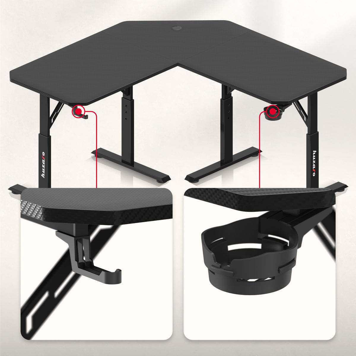 Huzaro Hero 7.3 Elektrischer Eckschreibtisch schwarz