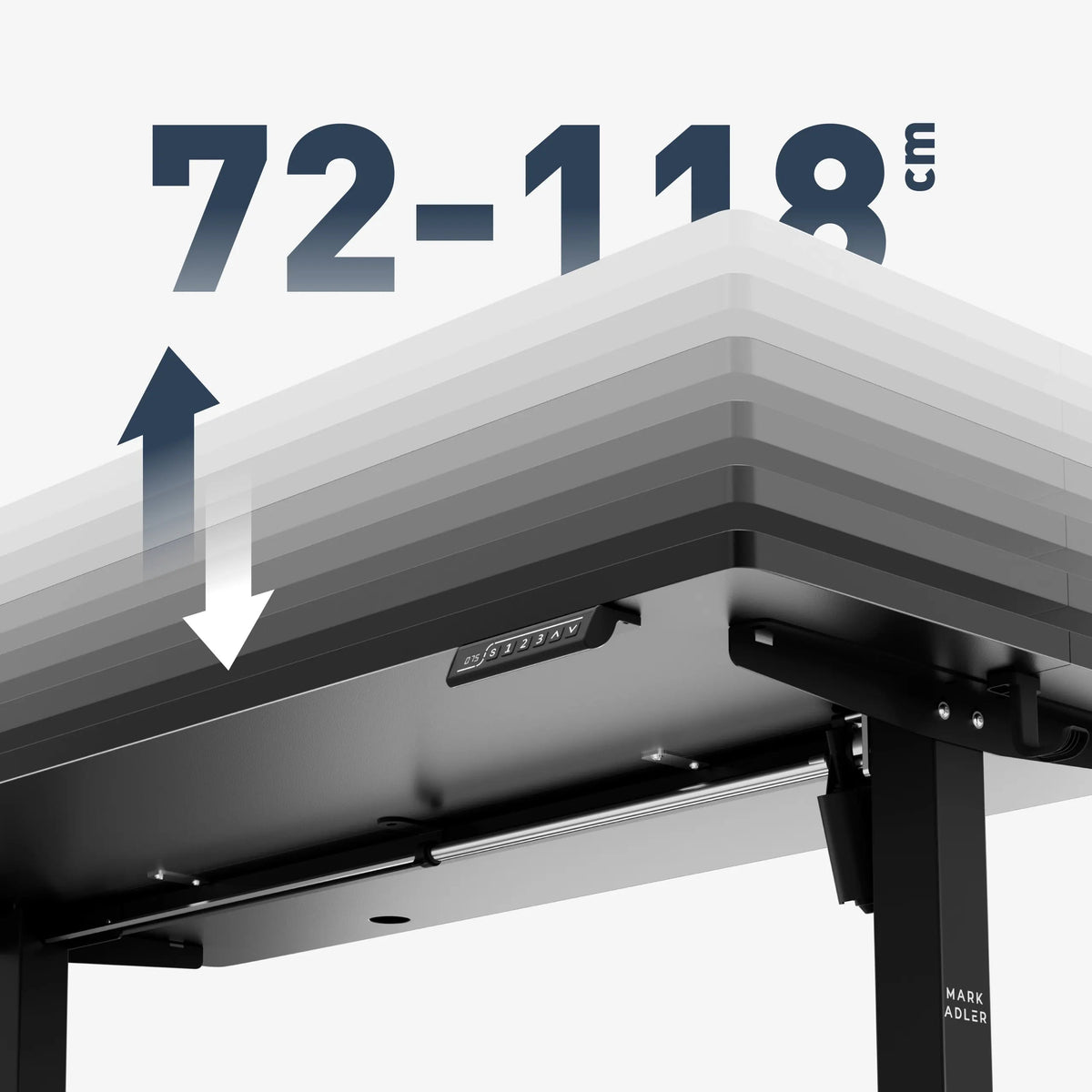 Großer Höhenverstellbereich: 72 – 118 cm