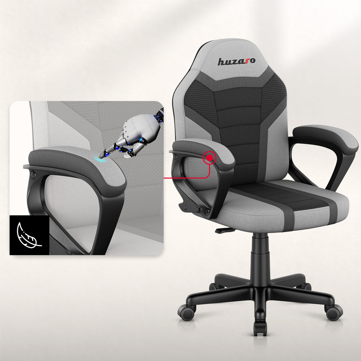 HUZARO RANGER 1.0 Grau Mesh Gaming-Stuhl für Kinder