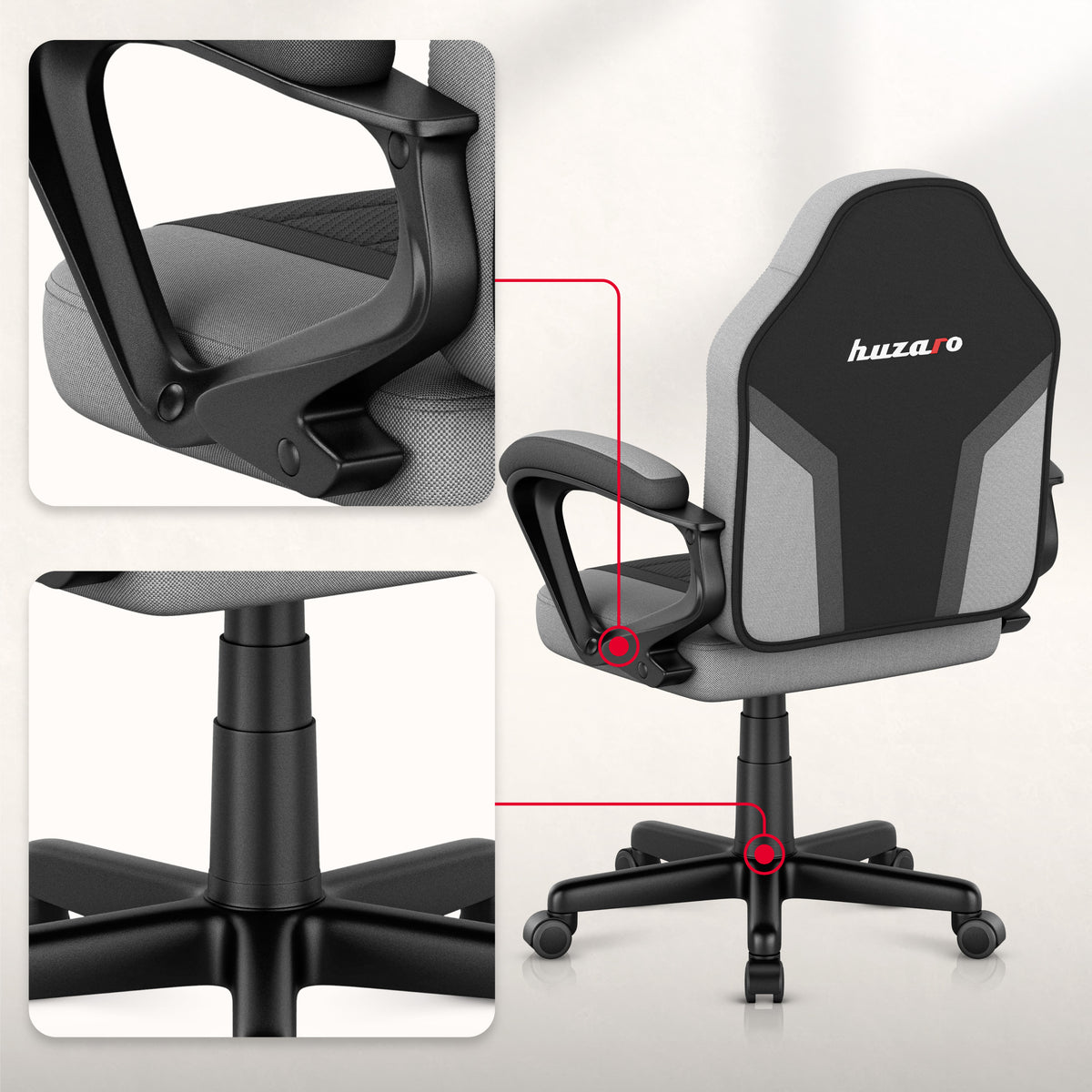 HUZARO RANGER 1.0 Grau Mesh Gaming-Stuhl für Kinder