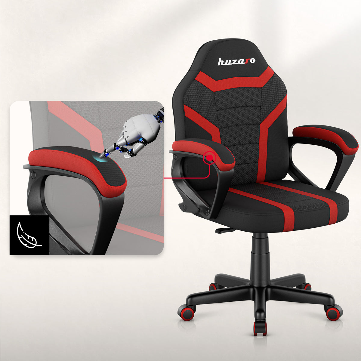 HUZARO RANGER 1.0 Rot Mesh Gaming-Stuhl für Kinder