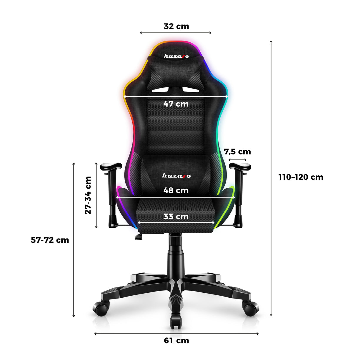 HUZARO RANGER 6.0 RGB LED Mesh Gaming-Stuhl für Kinder