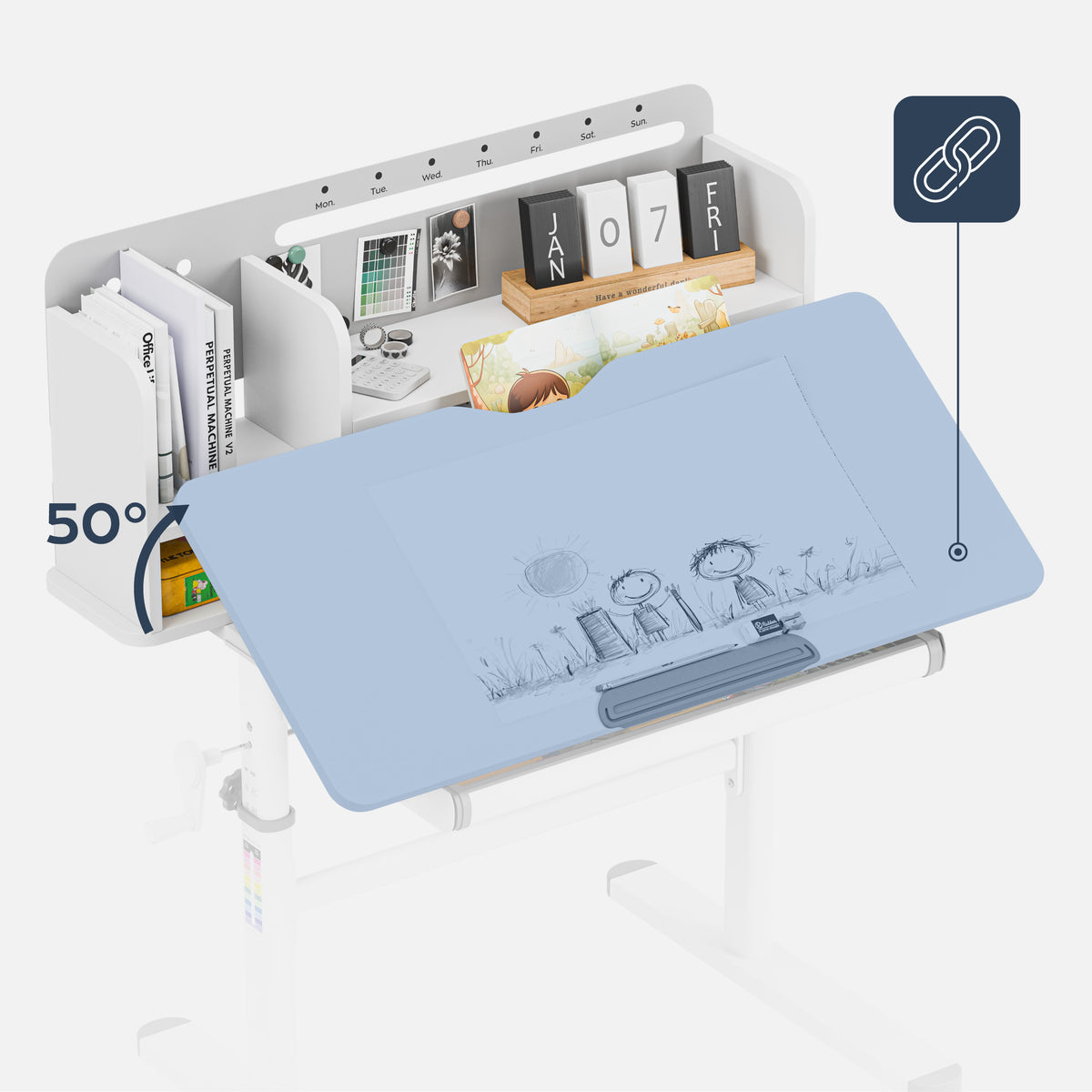 Ergonomischer Kinderschreibtisch Mark Adler Study 5.0 Grey 90 cm