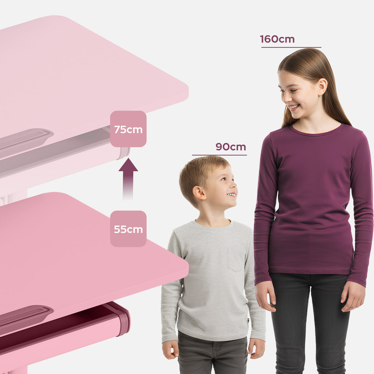 Ergonomischer Kinderschreibtisch Mark Adler Study 5.0 Pink 90 cm