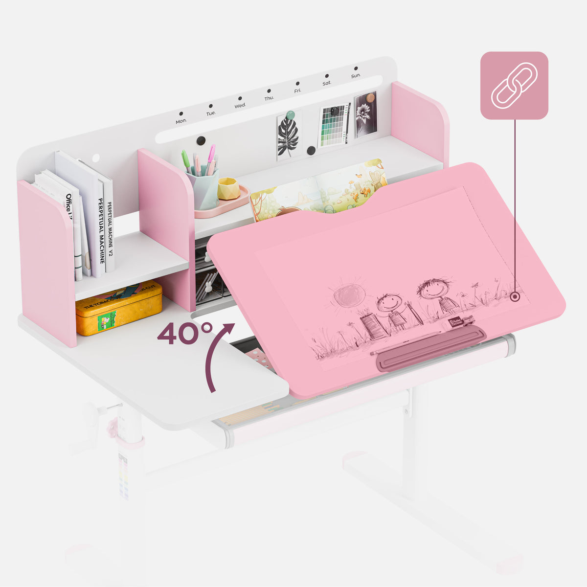 Kinderschreibtisch Mark Adler Study 5.7 Pink 100 cm