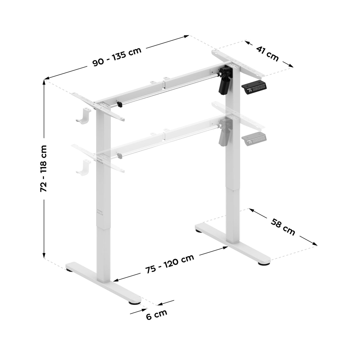 Elektrisches Tischgestell weiß Mark Adler Xeno 1.7 White